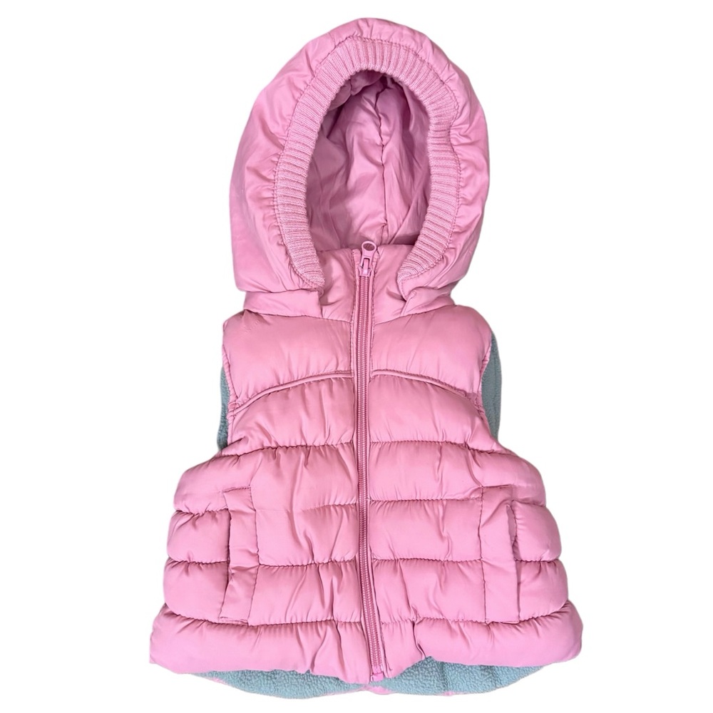 Lily & Dan Baby Girl Pink Puffer Vest With Removable Hood Size 0